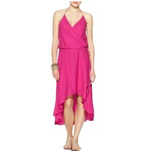 NWT Pristine Haute Hippie Fuchsia Pink 100% Silk hi-low dress Size M